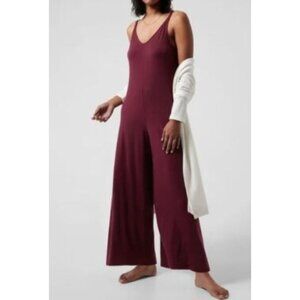 ATHLETA burgundy nightime bliss sleep romper size XL